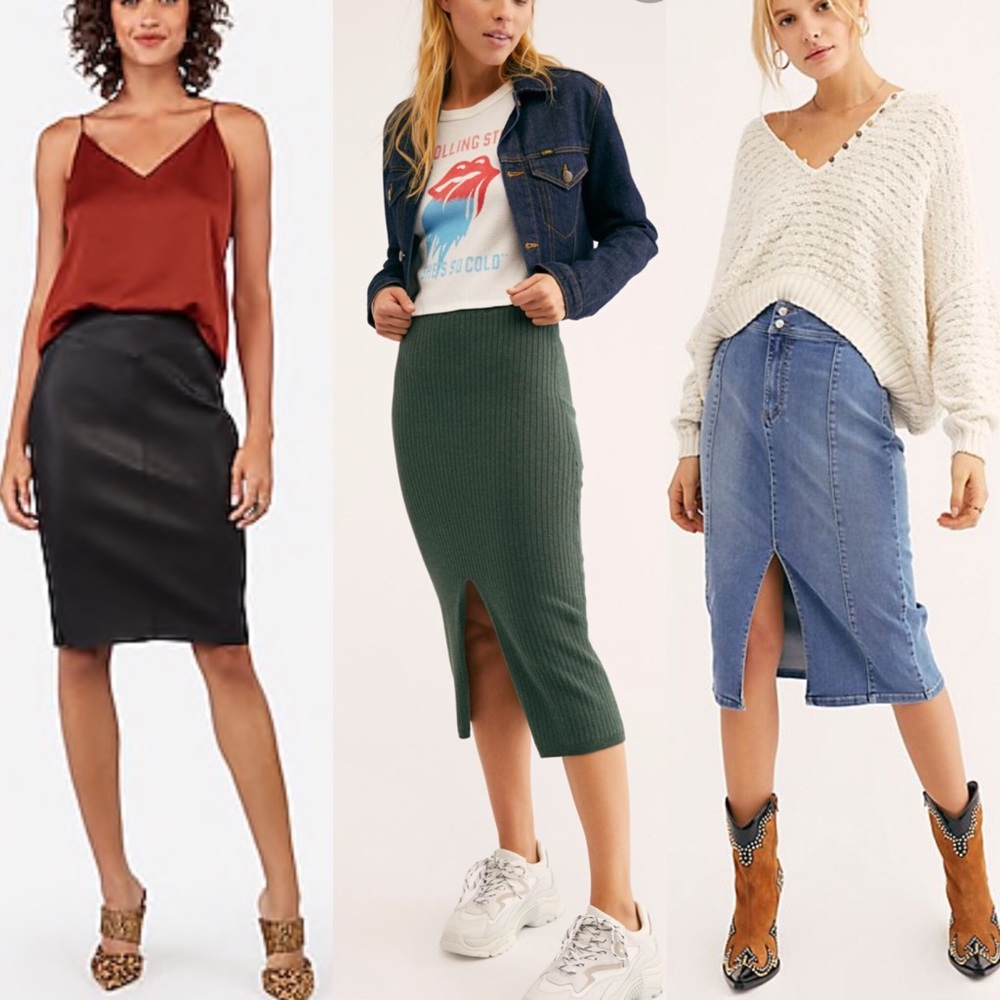 NEW Free People midi skirt with double zip black - Picture 1 of 6